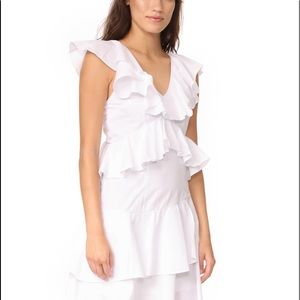 MLM Label White Charm Poplin Ruffle Dress